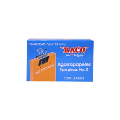 SUJETADOCUMENTOS MINI DE 8 MM BACO CAPACIDAD HASTA 25 HOJAS 1 CAJA CON 12 PIEZAS - Envío Gratuito