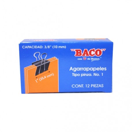 SUJETADOCUMENTOS MINI DE 10 MM BACO CAPACIDAD HASTA 32 HOJAS 1 CAJA CON 12 PIEZAS - Envío Gratuito