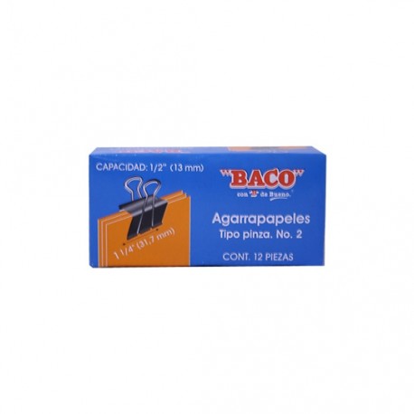 SUJETADOCUMENTOS MINI DE 13 MM BACO CAPACIDAD HASTA 41 HOJAS 1 CAJA CON 12 PIEZAS - Envío Gratuito