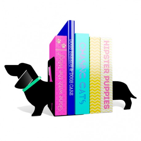 SUJETA LIBROS EN FORMA DE PERRO SALCHICHA JUST MUSTARD DE METAL COLOR NEGRO 1 PIEZA - Envío Gratuito