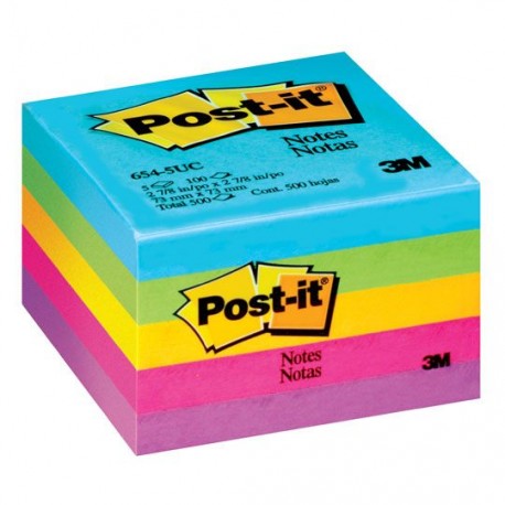 NOTA ADHESIVA REMOVIBLE POST IT 6545UC7 COLORES ULTRA FORMA CUADRADA 500 HOJAS - Envío Gratuito