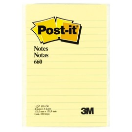 NOTA ADHESIVA REMOVIBLE POST IT 660 COLOR AMARILLO FORMA RECTANGULAR 100 HOJAS - Envío Gratuito