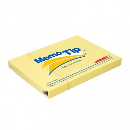 NOTA ADHESIVA REMOVIBLE JANEL MEMOTIP 304104 COLOR AMARILLO FORMA RECTANGULAR 100 HOJAS - Envío Gratuito