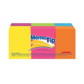 NOTA ADHESIVA REMOVIBLE JANEL MEMOTIP COLORES NEON FORMA RETANGULAR 100 HOJAS - Envío Gratuito