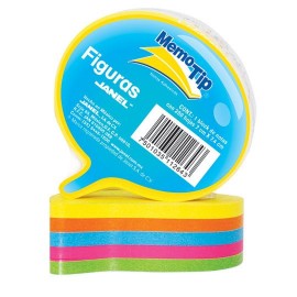 NOTA ADHESIVA REMOVIBLE JANEL MEMOTIP COLORES NEON FORMA DE PENSAMIENTO 250 HOJAS - Envío Gratuito