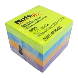 NOTA ADHESIVA REMOVIBLE NOTE-FIX NF2-N COLORES NEON FORMA CUADRADA 400 HOJAS - Envío Gratuito