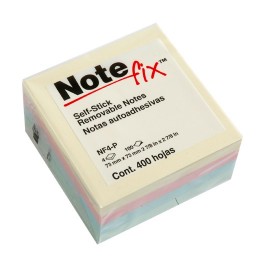 NOTA ADHESIVA REMOVIBLE NOTE-FIX NF4-P COLORES PASTEL FORMA CUADRADA 400 HOJAS - Envío Gratuito