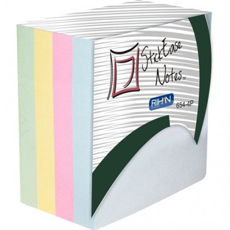 NOTA ADHESIVA REMOVIBLE RIHAN 654-4P COLORES PASTEL FORMA CUADRADA 400 HOJAS - Envío Gratuito