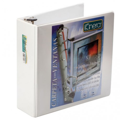 CARPETA DE VINIL PANORAMICA ARILLO EN O DE 4 PULGADAS COLOR BLANCA KINERA 9401BL 1 PIEZA - Envío Gratuito