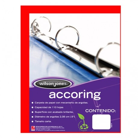 CARPETA DE PAPEL BASICA ARILLO EN O DE 0.5 PULGADAS COLOR ROJA WILSON JONES ACCORING 1 PAQUETE CON 4 PIEZAS - Envío Gratuito