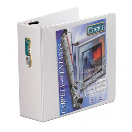 CARPETA DE VINIL PANORAMICA ARILLO EN D DE 2.5 PULGADAS COLOR BLANCA KINERA 9202BL 1 PIEZA - Envío Gratuito