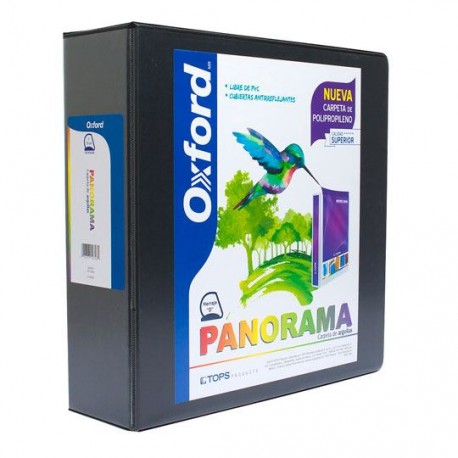 CARPETA DE VINIL PANORAMICA ARILLO EN D DE 3 PULGADAS COLOR NEGRA OXFORD PANORAMA 1 PIEZA - Envío Gratuito