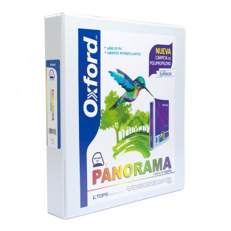 CARPETA DE VINIL PANORAMICA ARILLO EN D DE 1.5 PULGADAS COLOR BLANCA OXFORD PANORAMA 1 PIEZA - Envío Gratuito