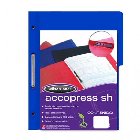 FOLDER DE PAPEL TAMAÑO OFICIO ACCO ACCOPRESS P4565 TIPO PRCARPETA COLOR AZUL OSCURO 1 PQ C/10 PZS - Envío Gratuito