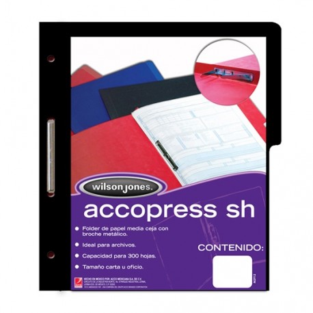 FOLDER DE PAPEL TAMAÑO CARTA ACCO ACCOPRESS P0943 TIPO CARPETA COLOR NEGRO 1 PQ C/10 PZS - Envío Gratuito