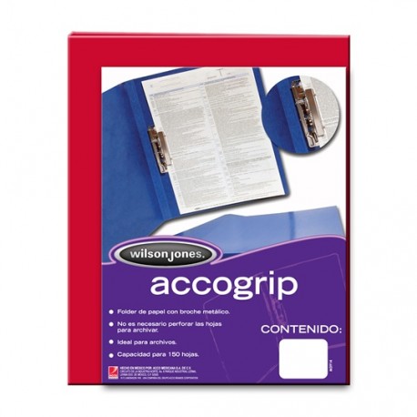 FOLDER DE PAPEL TAMAÑO CARTA ACCO ACCOGRIP P0961 TIPO CARPETA COLOR ROJO 1 PQ C/4 PZS - Envío Gratuito