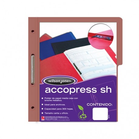FOLDER DE PAPEL TAMAÑO CARTA ACCO ACCOPRESS P4555 TIPO CARPETA COLOR CAOBA 1 PQ C/10 PZS - Envío Gratuito