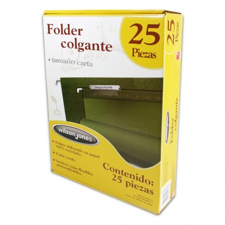 FOLDER DE PAPEL TAMAÑO CARTA ACCO WILSON JONES P3636 TIPO COLGANTE COLOR VERDE 1 PIEZA - Envío Gratuito