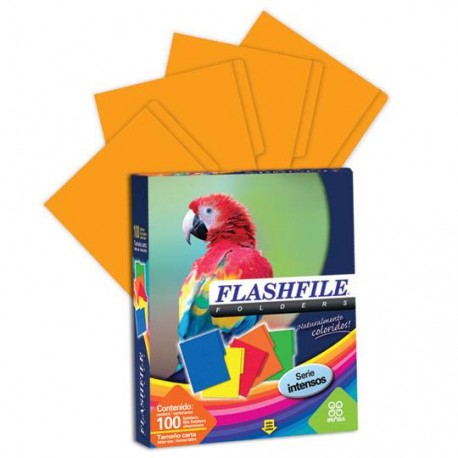 FOLDER DE POLIPROPILENO TAMAÑO CARTA IRASA FLASHFILE TIPO 1/2 CEJA COLOR NARANJA 1 PQ C/100 PZS - Envío Gratuito