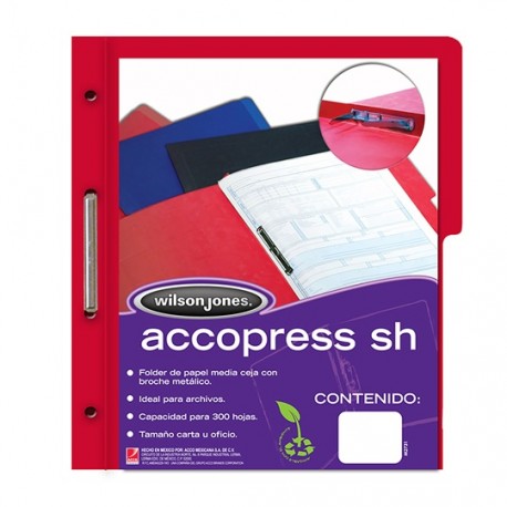 FOLDER DE PAPEL TAMAÑO CARTA ACCO ACCOPRESS P4557 TIPO CARPETA COLOR ROJO 1 PQ C/10 PZS - Envío Gratuito