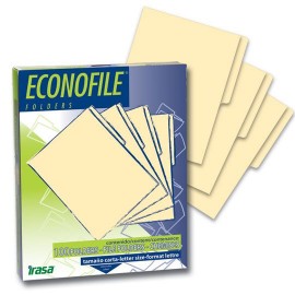 FOLDER DE PAPEL TAMAÑO CARTA IRASA ECONOFILE 1101 TIPO 1/2 CEJA COLOR CREMA 1 PQ C/100 PZS - Envío Gratuito