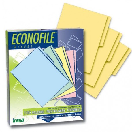 FOLDER DE PAPEL TAMAÑO CARTA IRASA ECONOFILE 1303 TIPO 1/2 CEJA COLOR AMARILLO 1 PQ C/100 PZS - Envío Gratuito