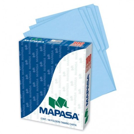FOLDER DE PAPEL TAMAÑO CARTA MAPASA MAPASA PA0001 TIPO 1/2 CEJA COLOR AZUL 1 PQ C/100 PZS - Envío Gratuito