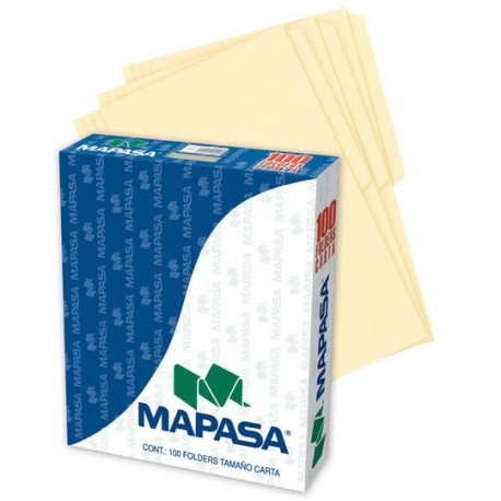 FOLDER DE PAPEL TAMAÑO CARTA MAPASA MAPASA PC0001 TIPO 1/2 CEJA COLOR CREMA 1 PQ C/100 PZS - Envío Gratuito