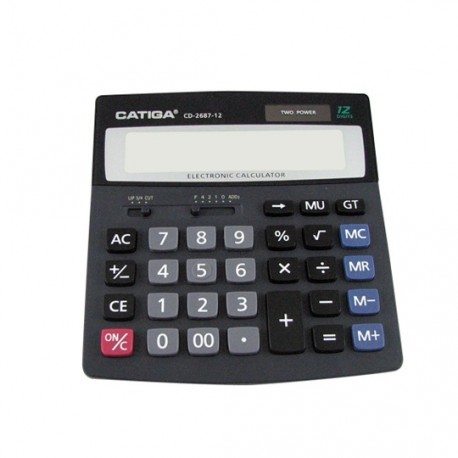 CALCULADORA BASICA SEMI-ESCRITORIO CATIGA CD-2687 12 DIGITOS - Envío Gratuito