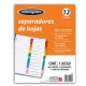 SEPARADOR WILSON JONES P2458 TAMAÑO CARTA CON 12 DIVISIONES DE PAPEL CON CEJAS MULTICOLOR 1 JUEGO