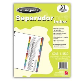 SEPARADOR WILSON JONES P1366 TAMAÑO CARTA CON 31 DIVISIONES DE PAPEL CON CEJAS MULTICOLOR 1 JUEGO - Envío Gratuito