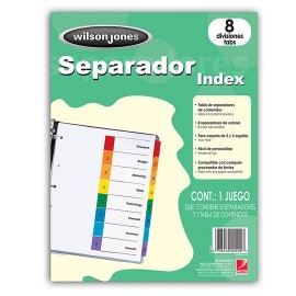 SEPARADOR WILSON JONES P1346 TAMAÑO CARTA CON 8 DIVISIONES DE PAPEL CON CEJAS MULTICOLOR 1 JUEGO - Envío Gratuito