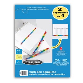 SEPARADOR WILSON JONES P0448 TAMAÑO CARTA CON ALFABETICO A-Z DE PAPEL CON CEJAS MULTICOLOR 1 JUEGO - Envío Gratuito