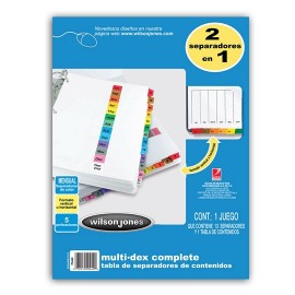 SEPARADOR WILSON JONES P0449 TAMAÑO CARTA CON 31 DIVISIONES DE PAPEL CON CEJAS MULTICOLOR 1 JUEGO - Envío Gratuito