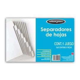 SEPARADOR WILSON JONES P2189 TAMAÑO CARTA CON 8 DIVISIONES DE PAPEL CON CEJAS BLANCAS 1 JUEGO - Envío Gratuito