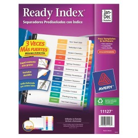 SEPARADOR AVERY 11127 TAMAÑO CARTA CON 31 DIVISIONES DE PAPEL CON CEJAS MULTICOLOR 1 JUEGO - Envío Gratuito