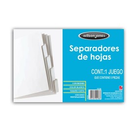 SEPARADOR WILSON JONES P2188 TAMAÑO CARTA CON 5 DIVISIONES DE PAPEL CON CEJAS BLANCAS 1 JUEGO - Envío Gratuito