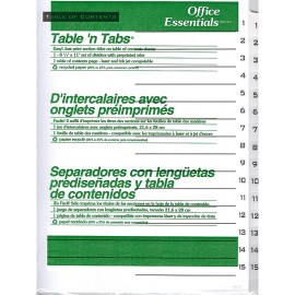 SEPARADOR OFFICE ESSENTIAL 11674 TAMAÑO CARTA CON 15 DIVISIONES DE PAPEL CON CEJAS BLANCAS 1 JUEGO - Envío Gratuito