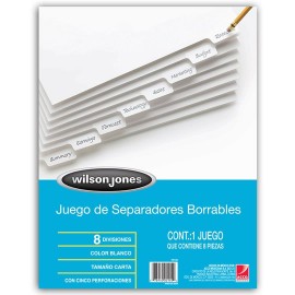 SEPARADOR WILSON JONES P0155 TAMAÑO CARTA CON 8 DIVISIONES DE PAPEL CON CEJAS PLASTIFICADAS 1 JUEGO - Envío Gratuito