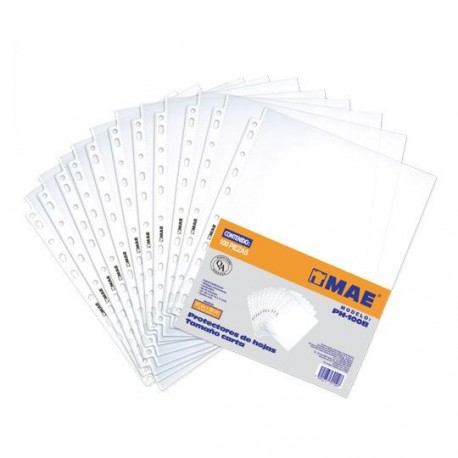 PROTECTOR DE HOJAS MAE TAMAÑO CARTA ANTIRREFLEJANTE 1 PAQUETE CON 100 PZAS - Envío Gratuito