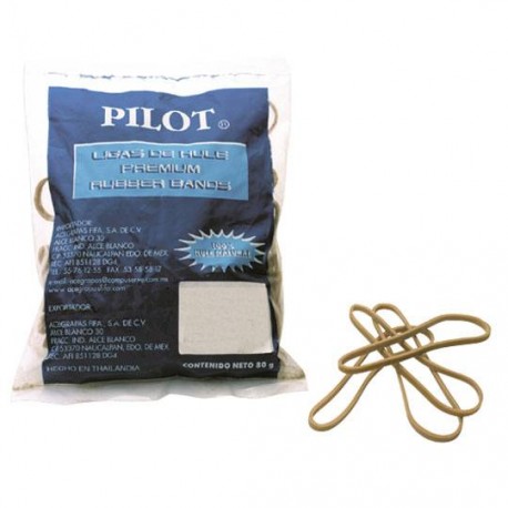 LIGA DE HULE NATURAL PILOT NÚMERO 18 COLOR BEIGE PAQUETE CON 80GR - Envío Gratuito