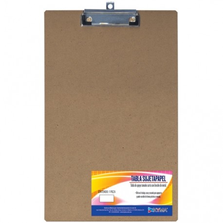 TABLA SUJETAPAPEL KYMA MACOFI TAMAÑO OFICIO DE MADERA CON BROCHE CROMADO 1 PIEZA - Envío Gratuito