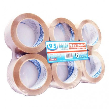 CINTA ADHESIVA DE EMPAQUE CANELA NAVITEK 240 DE 48 MM X 150 M BLISTER CON 6 PZAS - Envío Gratuito