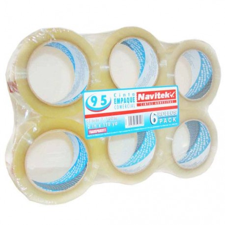CINTA ADHESIVA DE EMPAQUE TRANSPARENTE NAVITEK 240 DE 48 MM X 100 M BLISTER CON 6 PZAS - Envío Gratuito