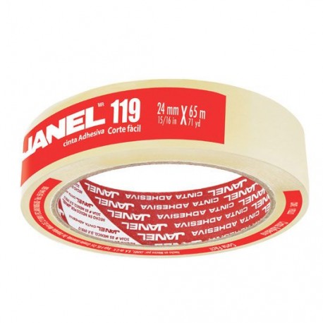 CINTA ADHESIVA CORTE FACIL JANEL 119 TRANSPARENTE DE 24 MM X 65 M 1 PZA - Envío Gratuito