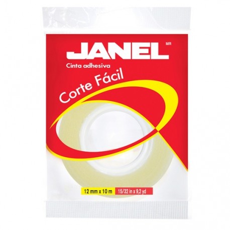 CINTA ADHESIVA CORTE FACIL JANEL 119 TRANSPARENTE DE 12 MM X 10 M 1 PZA - Envío Gratuito