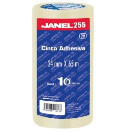 CINTA ADHESIVA CORTE FACIL JANEL 255 TRANSPARENTE DE 24 MM X 65 M BLISTER CON 10 PZAS - Envío Gratuito