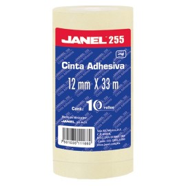 CINTA ADHESIVA CORTE FACIL JANEL 255 TRANSPARENTE DE 12 MM X 33 M BLISTER CON 10 PZAS - Envío Gratuito