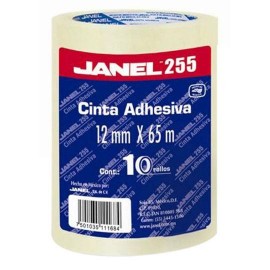 CINTA ADHESIVA CORTE FACIL JANEL 255 TRANSPARENTE DE 12 MM X 65 M BLISTER CON 10 PZAS - Envío Gratuito