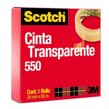CINTA ADHESIVA CORTE FACIL SCOTCH 550 TRANSPARENTE DE 24 MM X 65 M 1 PZA - Envío Gratuito